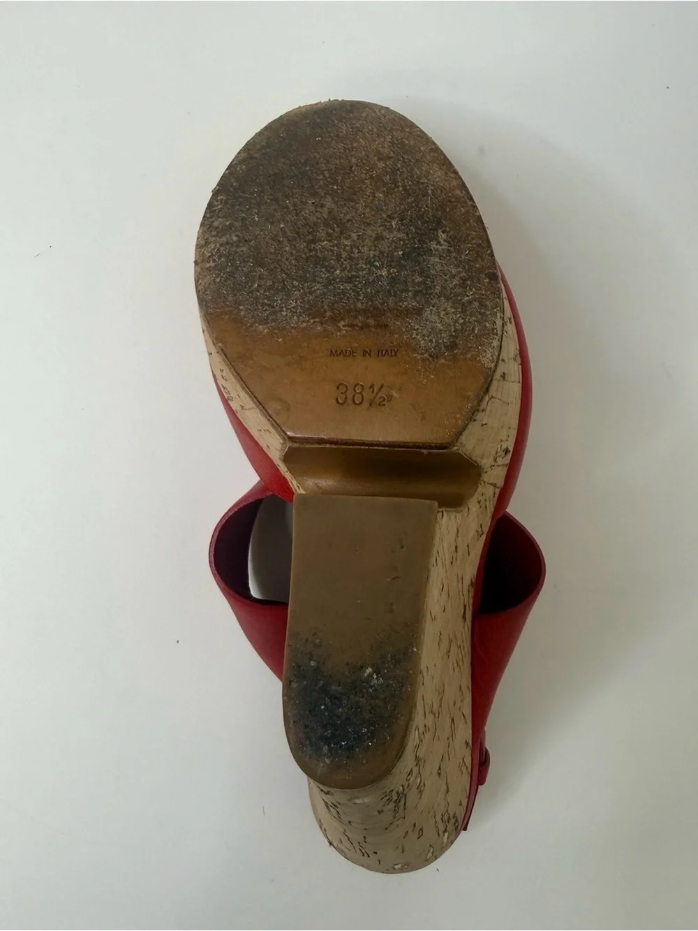 Yves Saint Laurent Deauville Red Cork Wedge Sandal Size 8 to 8.5